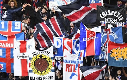 Aficionados del PSG en el partido contra el Rennes, el 14 de enero.