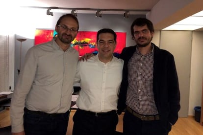 Joan Herrera, Alexis Tsipras y Ernest Urtasun