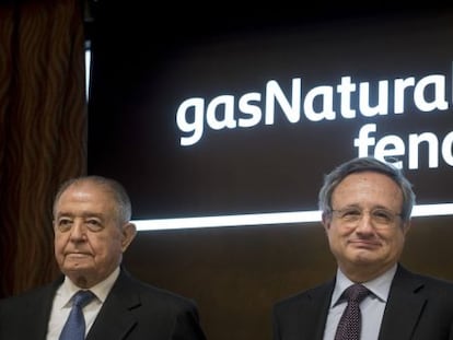 Imagen de archivo del presidente de Gas Natural Fenosa, Salvador Gabarr&oacute; (i), y el consejero delgado, Rafael Villaseca. EFE/Archivo