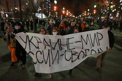 Manifestación contra la guerra en Moscú el pasado 24 de febrero.