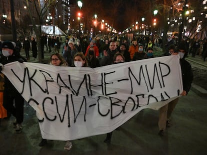 Manifestación contra la guerra en Moscú el pasado 24 de febrero.