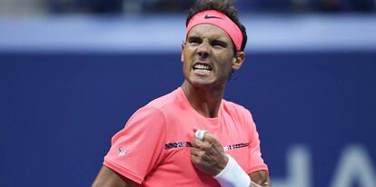 Nadal celebra un punto durante el partido contra Mayer.