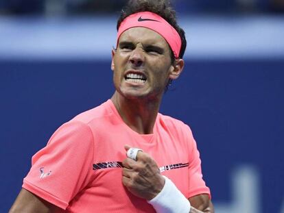 Nadal celebra un punto durante el partido contra Mayer.