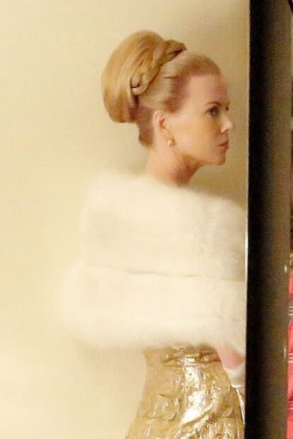 Nicole Kidman durante el rodaje de su nueva pelicula "Grace Kelly"