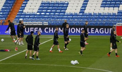Entrenamiento del Malmoe en el Bernabéu.