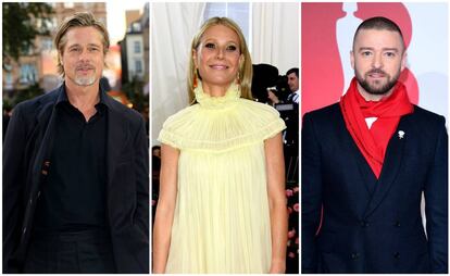 Brad Pitt, Gwyneth Paltrow y Justin Timberlake.