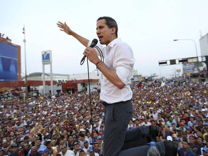 Juan Guaidó, no sábado, em um ato com simpatizantes em Maracaibo