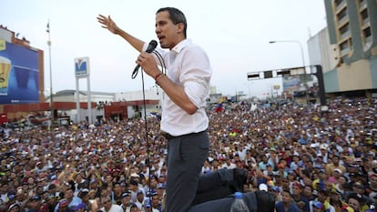 Juan Guaidó, no sábado, em um ato com simpatizantes em Maracaibo