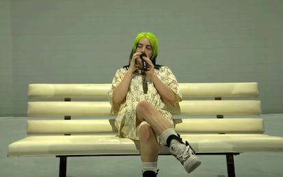 Billie Eilish en uno de los momentos de su concierto en remoto