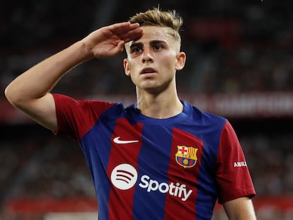 Fermín López celebra su gol frente al Sevilla, en la última jornada de LaLiga.
