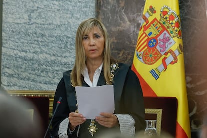 La presidenta del CGPJ Isabel Perelló en el Tribunal Supremo este jueves en Madrid.