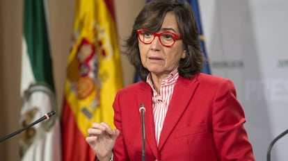 La consejera de Justicia, Rosa Aguilar, este martes en Sevilla.