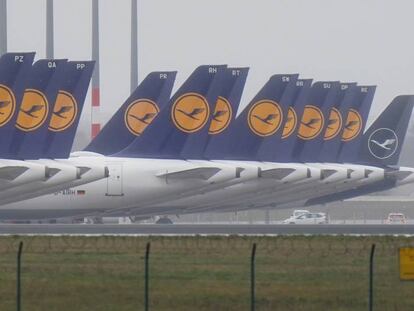 Aviones de Lufthansa en el aeropuerto Willy Brandt de Berlín.