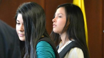 Jessy Quintero y Laura Moreno, en una audiencia judicial en Bogotá.