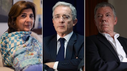 María Ángela Holguín, Álvaro Uribe y Juan Manuel Santos.