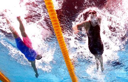 Belmonte y Ledecky, durante la final del 1500.