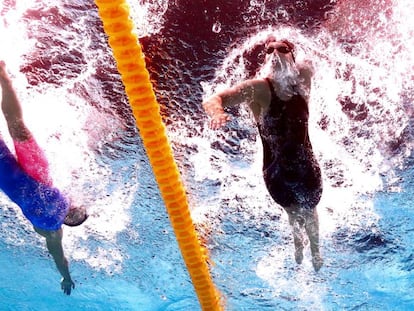 Belmonte y Ledecky, durante la final del 1500.