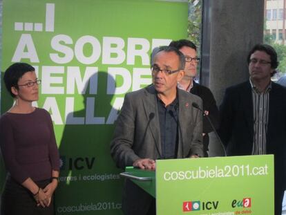 Joan Coscubiela, candidato de Iniciativa, en un acto de campaña.