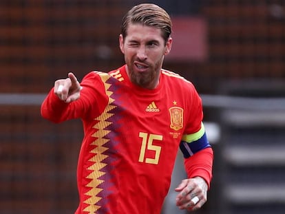 Sergio Ramos, durante el partido de este viernes ante Islas Feroe.