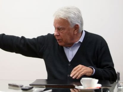 Felipe González, durant l'entrevista amb EL PAÍS, l'11 de març.