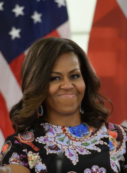 Michelle Obama en la visita a una escuela estadounidense.