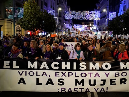 Un momento de la manifestación contra la violencia machista celebrada el viernes en Madrid.