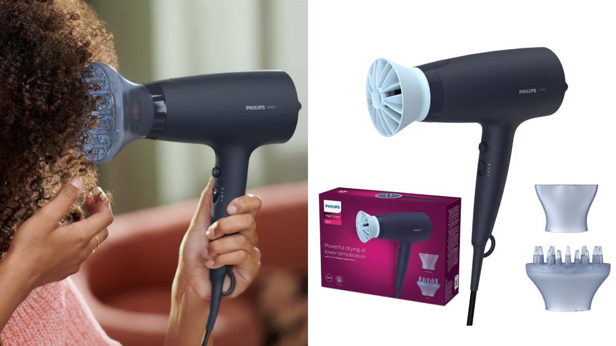 Secador de pelo con 2.100 vatios de potencia, de Philips.