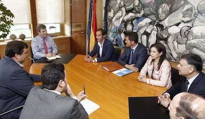 Miguel Cardenal recibe a la directiva del CB Ourense el pasado 15 de julio en la sede del CSD