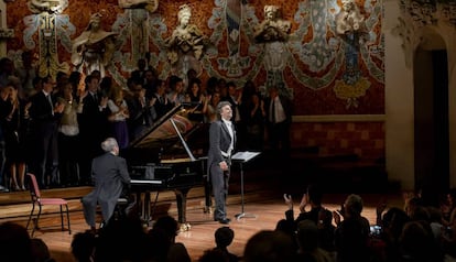 Jonas Kaufmann, durante su presentaci&oacute;n en el Palau de la M&uacute;sica Catalana en Barcelona.