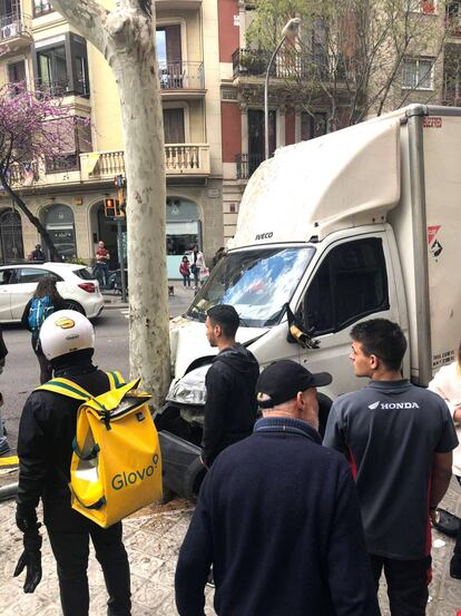 El cotxe ha xocat contra un arbre.