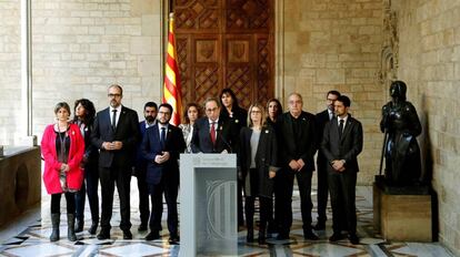 El president Quim Torra amb els membres del seu Govern, divendres.