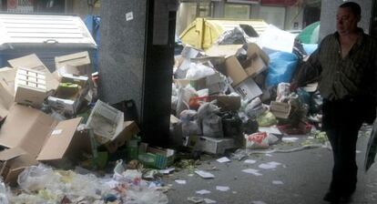 huelga de basuras en la calle Mayor de Getxo