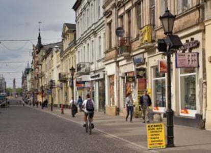 La calle Piotrkowska de Lodz (Polonia).