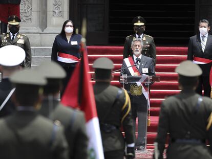 El presidente de Perú, Francisco Sagasti, durante una ceremonia.