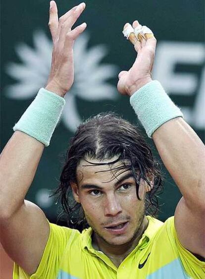 Rafa Nadal festeja su triunfo.