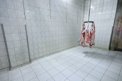 Ovejas en un matadero.