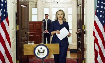 Hillary Clinton, al condenar el ataque del 11 de septiembre en Libia.