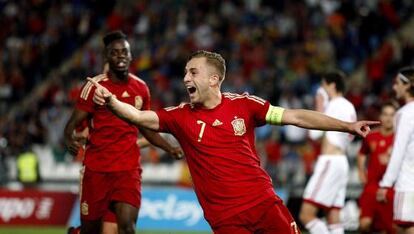 Deulofeu celebra uno de sus goles ante Georgia. 