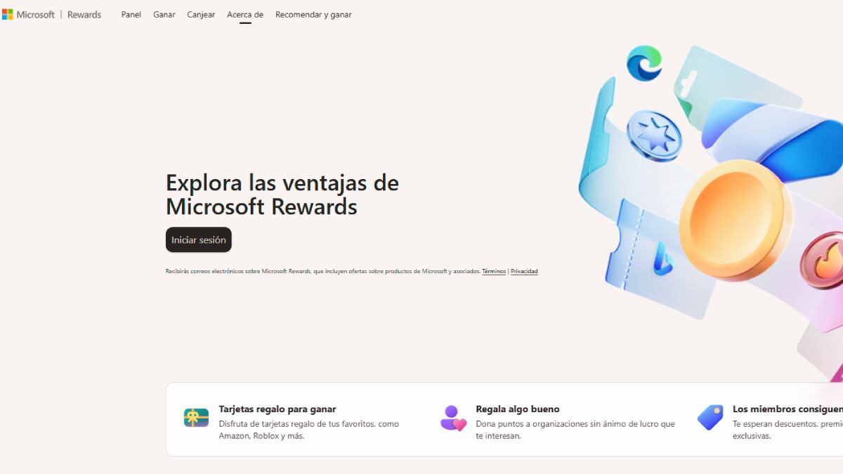 Vista de la página web de promociones exclusivas Microsoft Rewards.