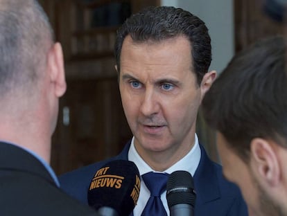 Bachar el Asad, durante un encuentro con la prensa en Damasco.