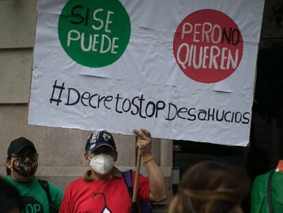 Protesta contra los desahucios en Barcelona, en una imagen de archivo.