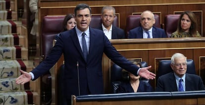 Pedro Sánchez en una de las dos sesiones de control al Gobierno de esta legislatura.