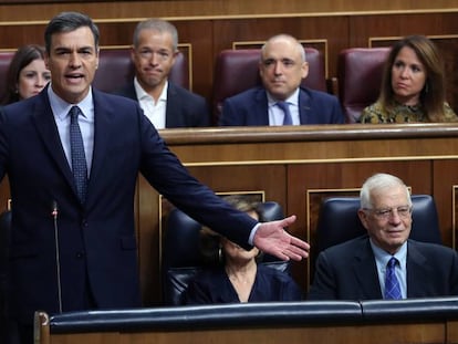 Pedro Sánchez en una de las dos sesiones de control al Gobierno de esta legislatura.