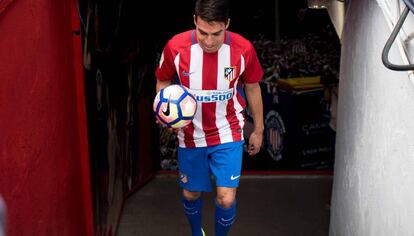 Nico Gaitán, en su presentación en el Atlético de Madrid.