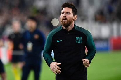 Messi en el estadio de la Juventus antes del partido