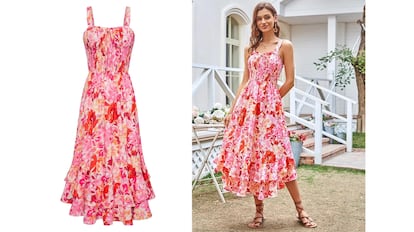 Vestido floral tipo midi.