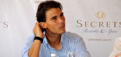 Rafael Nadal, durante la  presentaci&oacute;n de su proyecto