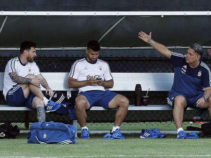 Messi, Agüero y Martino.