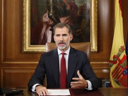 Felipe VI, sobre la Generalitat   Con sus decisiones han vulnerado de manera sistemática las normas aprobadas legal y legítimamente, demostrando una deslealtad inadmisible hacia los poderes del Estado 