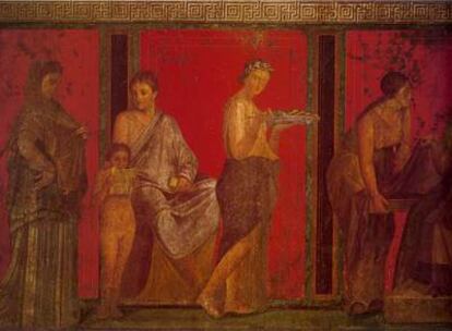 Mural de la casa de los Misterios, en Pompeya.